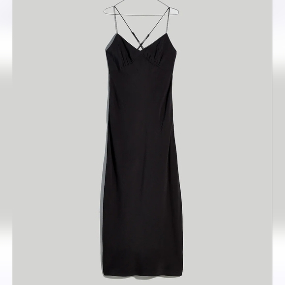 Madewell The Layton Midi Slip Dress in True Black size 14 NWT NK419 - Picture 5 of 11